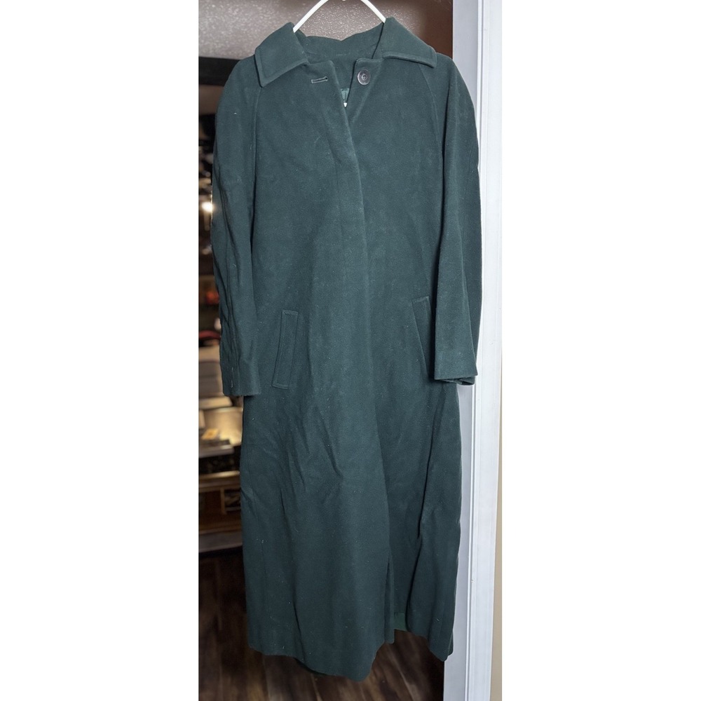 Vintage Pendleton Virgin Wool Trench Coat‎ Womens 8 Green Long Button Up USA